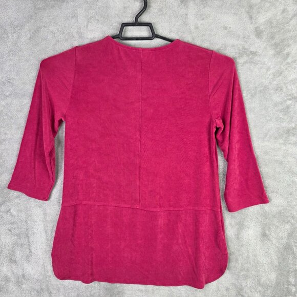 Womens Chicos Travelers Pink Slinky Knit Acetate Top Keyhole Neck 3/4 Sleeve 0 - Picture 4 of 7